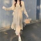 Open Front Cardigan / Spaghetti Strap Floral Midi Sundress