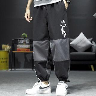 Cartoon Print Color Block Harem Pants