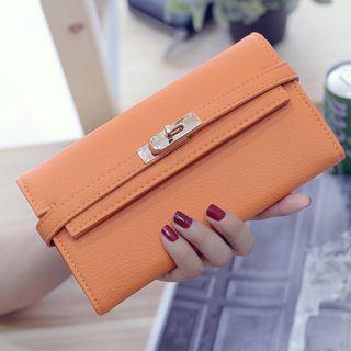 Faux-leather Twist Lock Long Wallet
