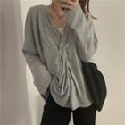 Long-sleeve V-neck T-shirt / Tank Top Gray - One Size