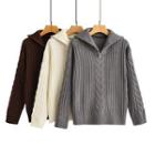 Long Sleeve Zip-detail Cable-knit Loose-fit Sweater