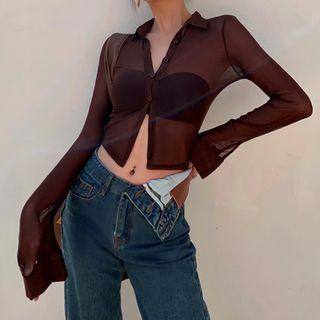 Crop Chiffon Shirt