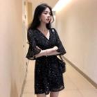 Elbow-sleeve Star Print Wide-leg Playsuit