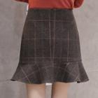 Mini Plaid Ruffle Trim Skirt