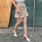 Band-waist Checked Miniskirt