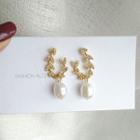 Rhinestone Branches Faux Pearl Dangle Earring 1 Pair - S925 Silver - Earrings - One Size