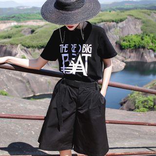 Set: Wide-leg Shorts + Canvas Belt