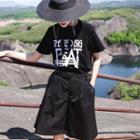 Set: Wide-leg Shorts + Canvas Belt
