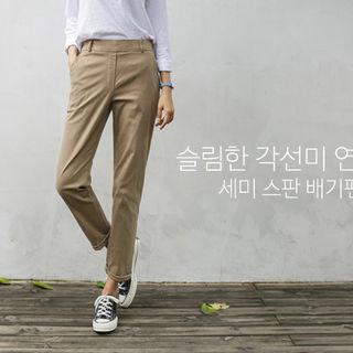Elastic-waist Tapered Chino Pants