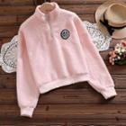 Logo Patch Mock-neck Fleece Sweatshirt