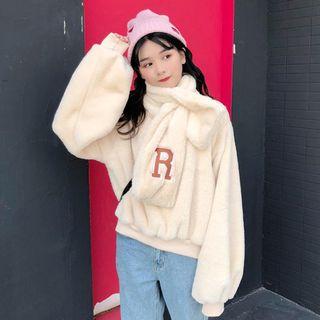 Long-sleeve Fleece Top With Scarf