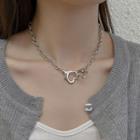 Heart Closure Chain Necklace Silver - One Size