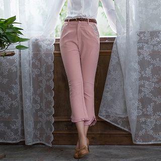 Embroidered Ruffled Pants