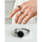 Beaded Disc Ring Silver - One Size