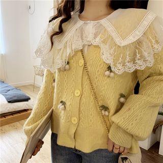 Embellished Cardigan / Long-sleeve Lace-trim Shirt