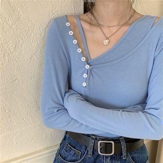 Plain Long-sleeve Slim-fit Top / Camisole Top - 3 Colors