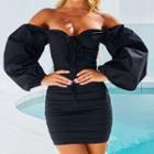 Puff-sleeve Off-shoulder Mini Dress