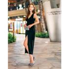 Surplice-wrap Slit-front Maxi Dress