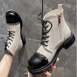 Lace-up Cap-toe Short Boots
