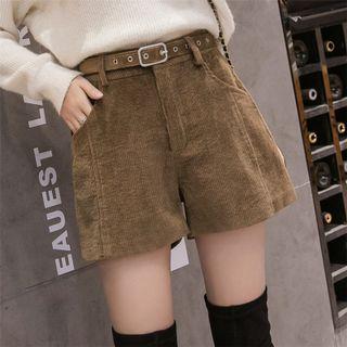 High Waist Corduroy Wide Leg Shorts