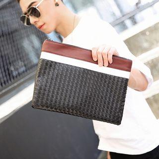 Color Panel Woven Clutch
