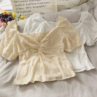 Boatneck Twisted Lace Top