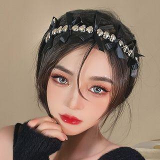 Ribbon Heart Headband Black & Silver - One Size