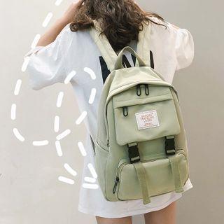 Plain Applique Multi-section Backpack