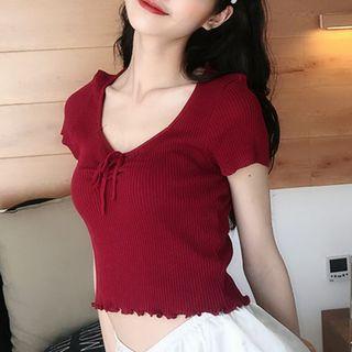 Wood Ear Trim Knit Top