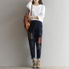 Applique Drawstring Jeans