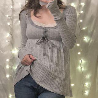 Plain Cable-knit Long Sleeve Top