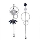 Non-matching Faux Crystal Dangle Earring 1 Pair - Silver - One Size