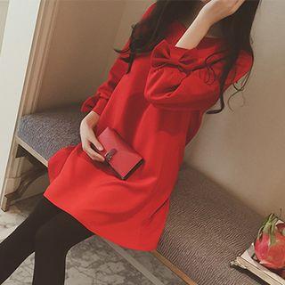 Bow Long-sleeve Chiffon Dress