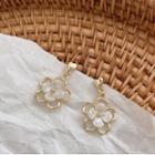 Flower Alloy Dangle Earring 1 Pair - Flower Stud Earrings - Gold - One Size