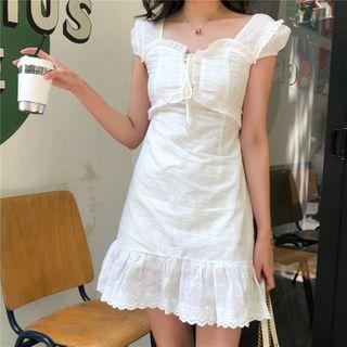 Cap-sleeve Eyelet Lace Mini Dress