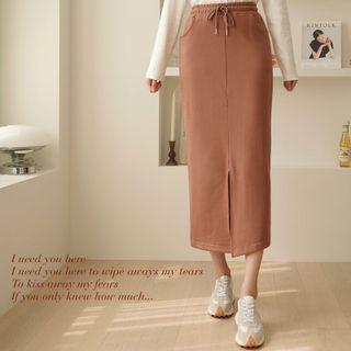 Slit-front Pocket-side Long Skirt
