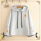 Maple-leaf Embroidered Hooded Top