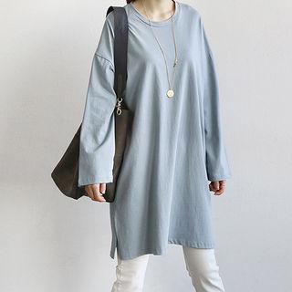 Crewneck Slit-side T-shirt Dress