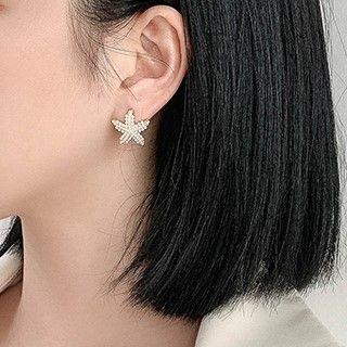 Faux Pearl Starfish Earring 1 Pair - One Size