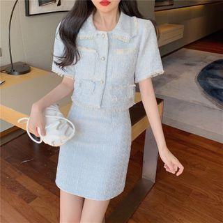 Short-sleeve Tweed Top / Skirt