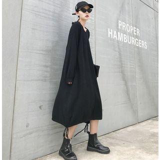 Tie-hem Knit Midi Dress