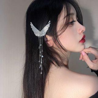 Rhinestone Drop Hair Clip Silver - One Size