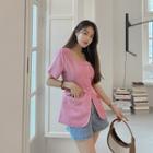 Square-neck Monotone Tweed Jacket