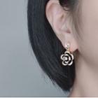 925 Silver Rhinestone Flower Earrings / Clip On Earring