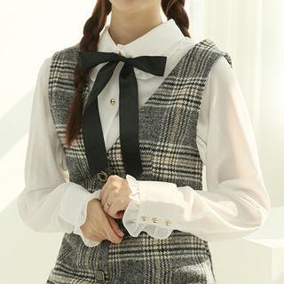 Frill-trim Metal-button Blouse