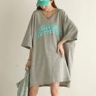 V-neck Letter Oversize T-shirt