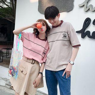 Short-sleeve Couple Matching Collared T-shirt