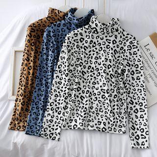 Leopard-print Cowl-neck Top