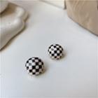 Checker Disc Alloy Earring 1 Pair - Black & White - One Size