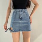 Cut-out Denim Skirt